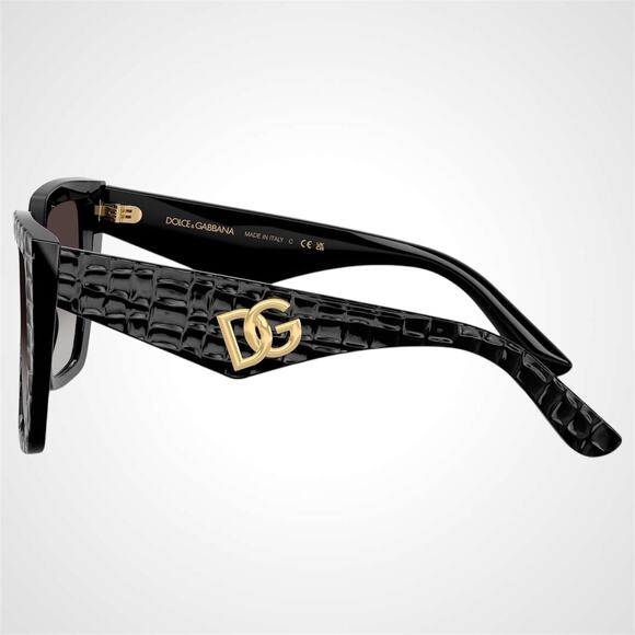 Dolce & Gabbana Sunglasses Black Embossed Cocco Square Acetate Gold DG